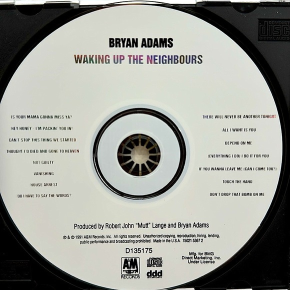 Bryan Adams - Waking Up The Neighbours on CD. 1991 - Picture 4 of 5